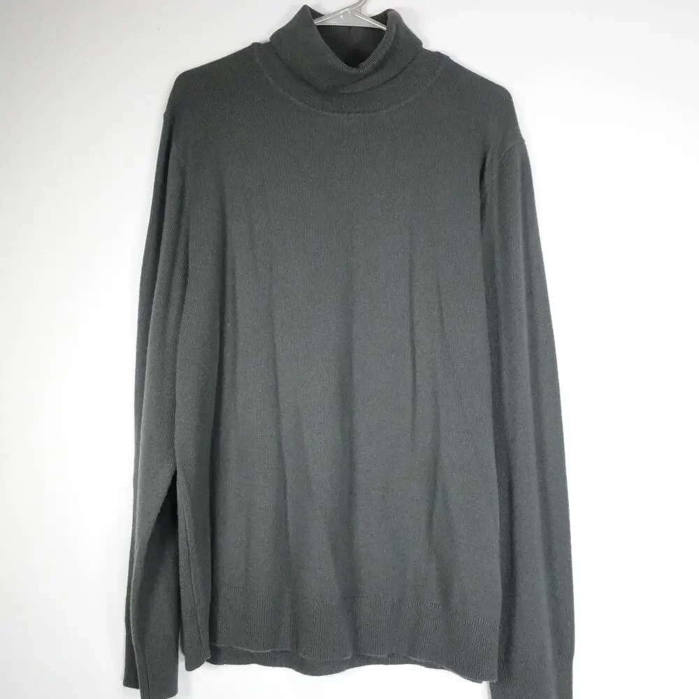 EUC Quince Men's Moss Green Mongolian Cashmere Turtleneck Sweater Sz XL 1013